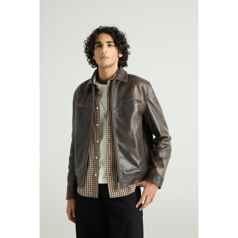 FORGE  Vintage Effect Leather Jacket S