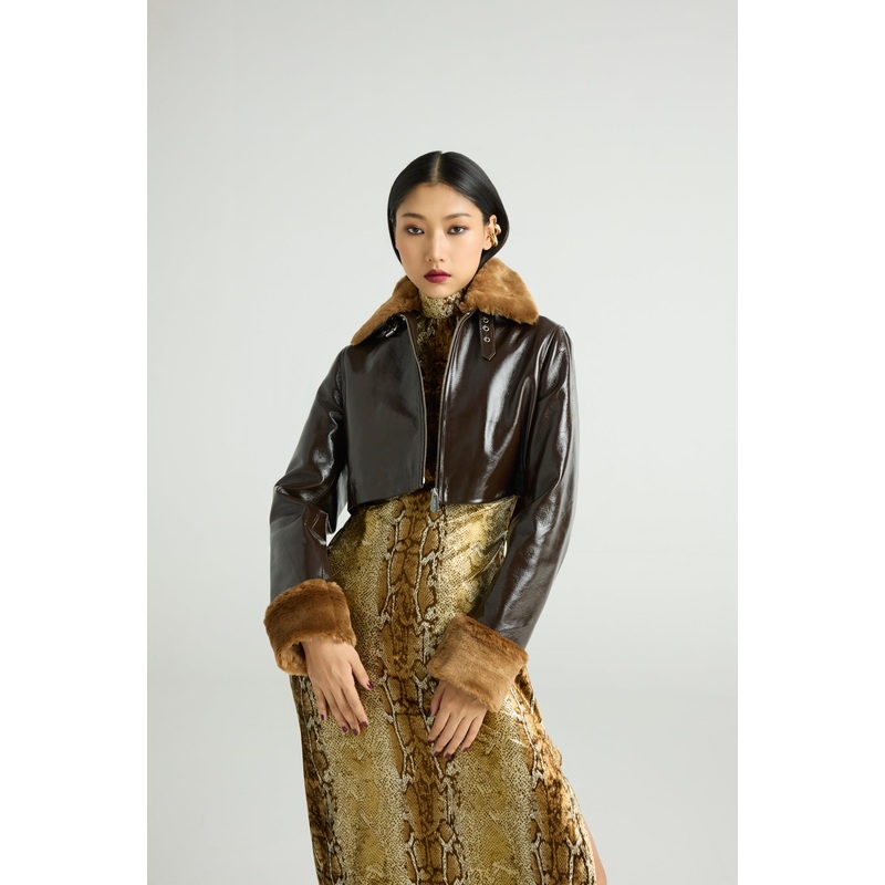 FOXX  Cropped Gloss Suede Jacket XS