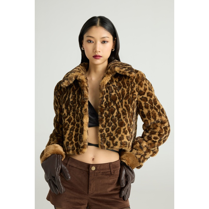 LEOPARDA – Faux Fur Cropped Jacket XS