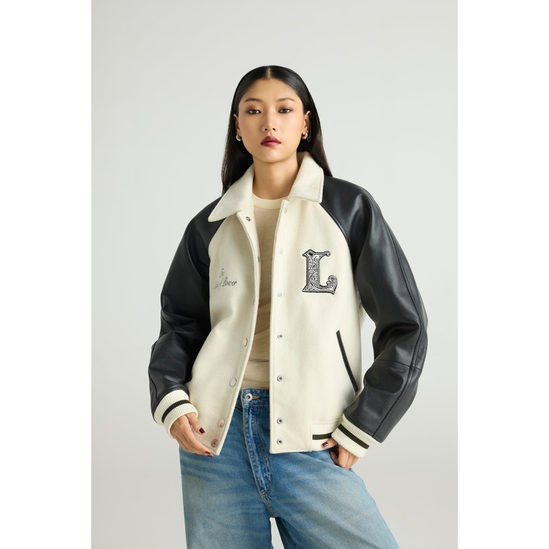 LUNOX – Wool & Leather Varsity Jacket (Monogramic Eclipse Edition) XS