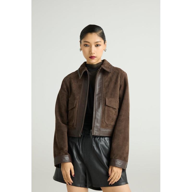 MOCHA  – Suede Zip Jacket XS