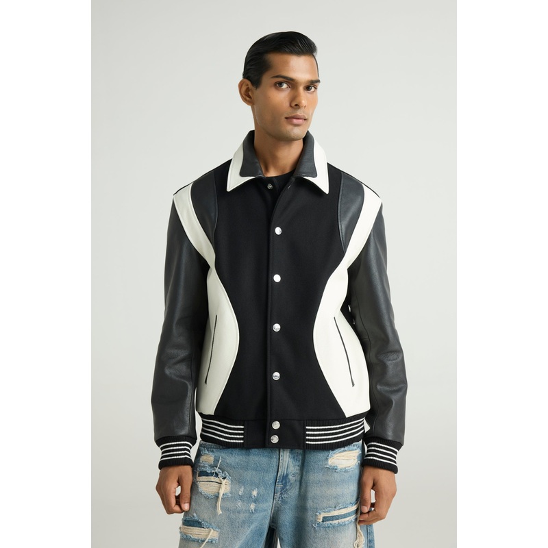 VECTOR – Sculpted Contrast Varsity Jacket XS