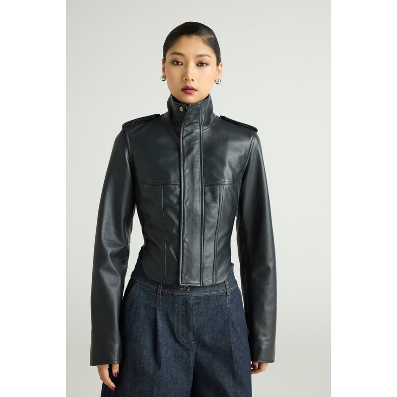 VIXEN  CROPPED LEATHER POWER JACKET XS