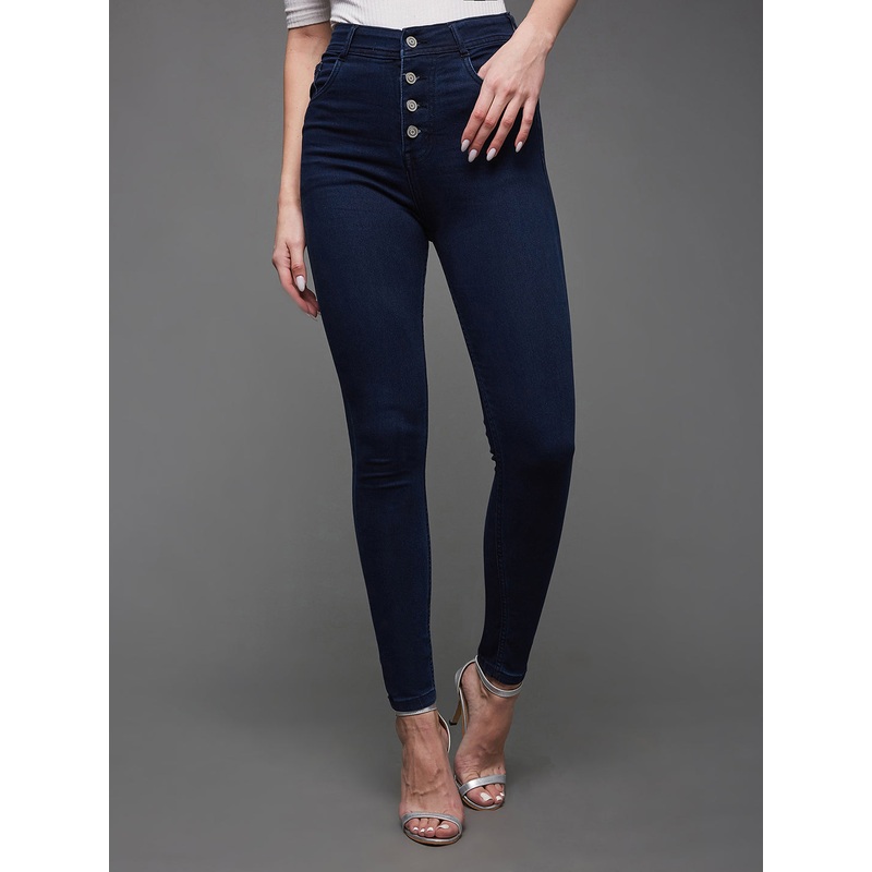 24/7 Comfort Navy-Blue Skinny-Fit High-Rise Stretchable Denim Jeans 26 Navy Blue