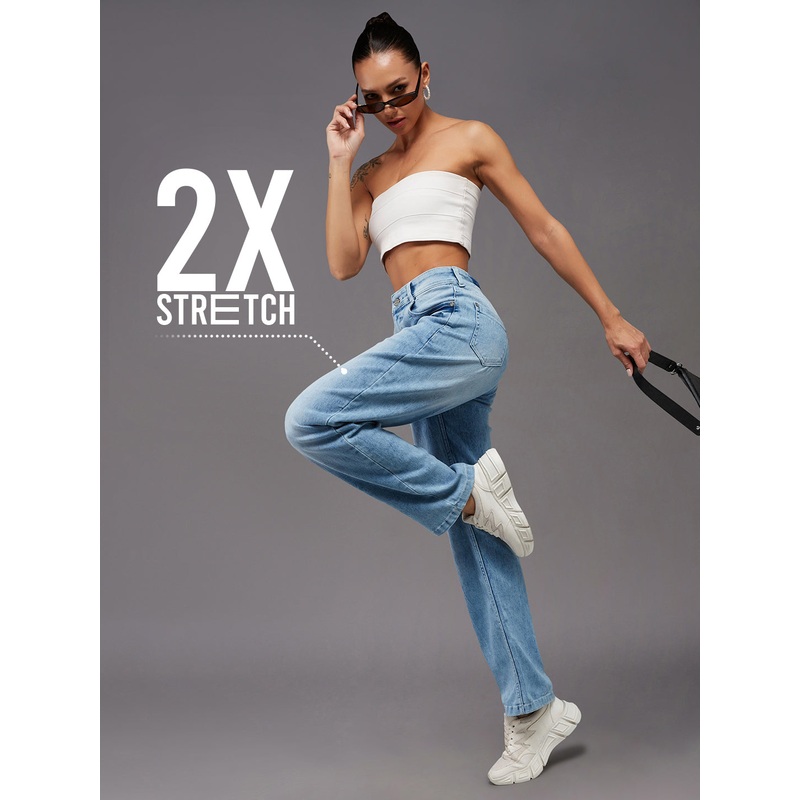 CHASEstretch Light Blue Wide-Leg Fit High-Rise Denim Jeans 26 Blue