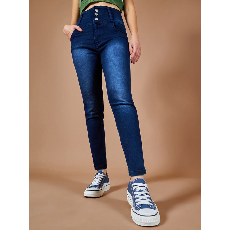 Women’s Navy-Blue Skinny-Fit High-Rise Stretchable High-Rise Denim Jeans 26 Navy Blue