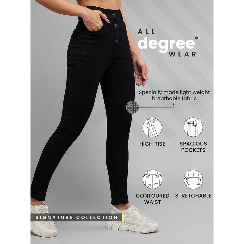 24/7 Comfort Black Skinny-Fit High-Rise Stretchable Denim Jeans 26 Black