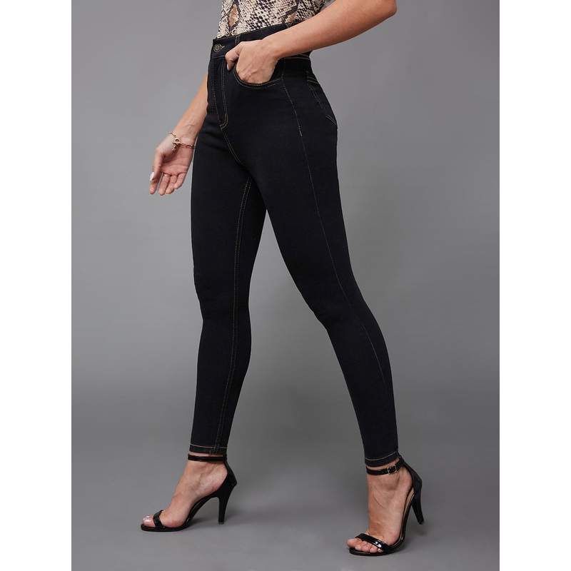 24/7 Comfort Black Skinny High-Rise Cropped Stretchable Denim Jeans 26 Black