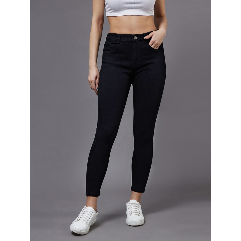 24/7 Comfort Black Skinny High-Rise Stretchable Denim Jeans 26 Black