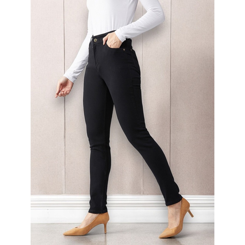 24/7 Comfort Black Slim-Fit High-Rise Stretchable Denim Jeans 26 Black