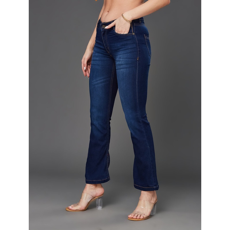24/7 Comfort Blue Semi-Bootcut Mid-Rise Stretchable Denim Jeans 26 Navy Blue