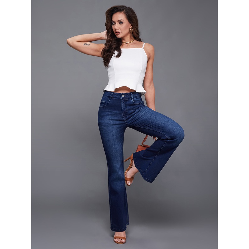 24/7 Comfort Navy-Blue Mid-Rise Stretchable Bootcut Denim Jeans 26 Navy Blue