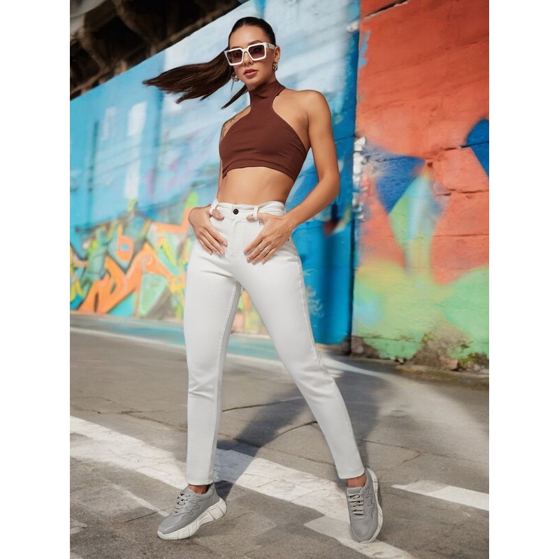 24/7 Comfort White Skinny Mid-Rise Clean-Look Bleached Stretchable Denim Jeans 26 White