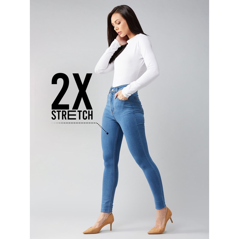 CHASEstretch Blue Skinny High-Rise Distressed Denim Jeans 26 Blue