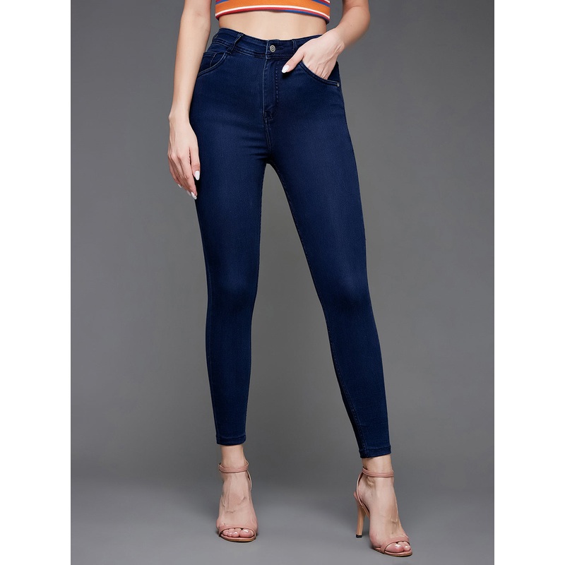 CHASEstretch Women’s Navy-Blue Skinny-Fit High-Rise Cropped-Length Stretchable Denim Jeans 26 Navy Blue