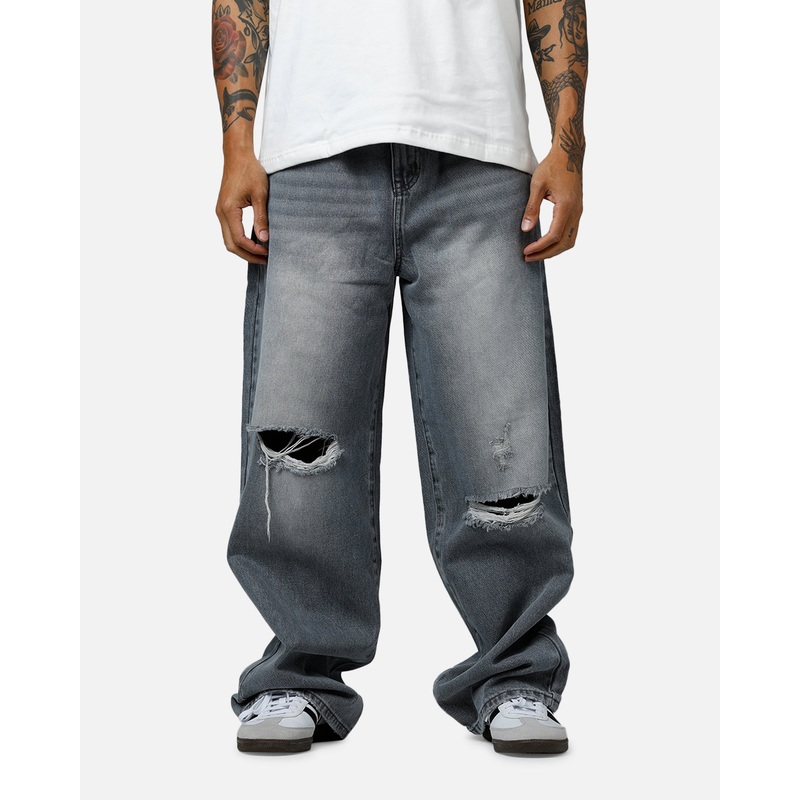 MNML Baggy Blowout Denim Jeans Washed Grey 28