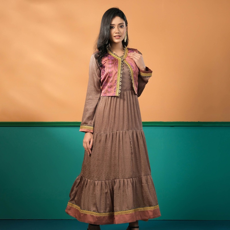 Womens Ethnic Kurti-Brown 2XL BROWN
