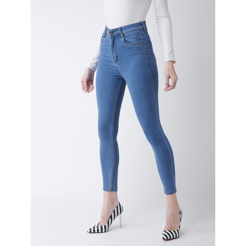 24/7 Comfort Blue Skinny High-Rise Cropped Denim Jeans 26 Blue