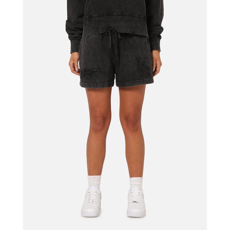 Pro Standard Women’s Los Angeles Dodgers Washed Crystaline Shorts Washed Black XS