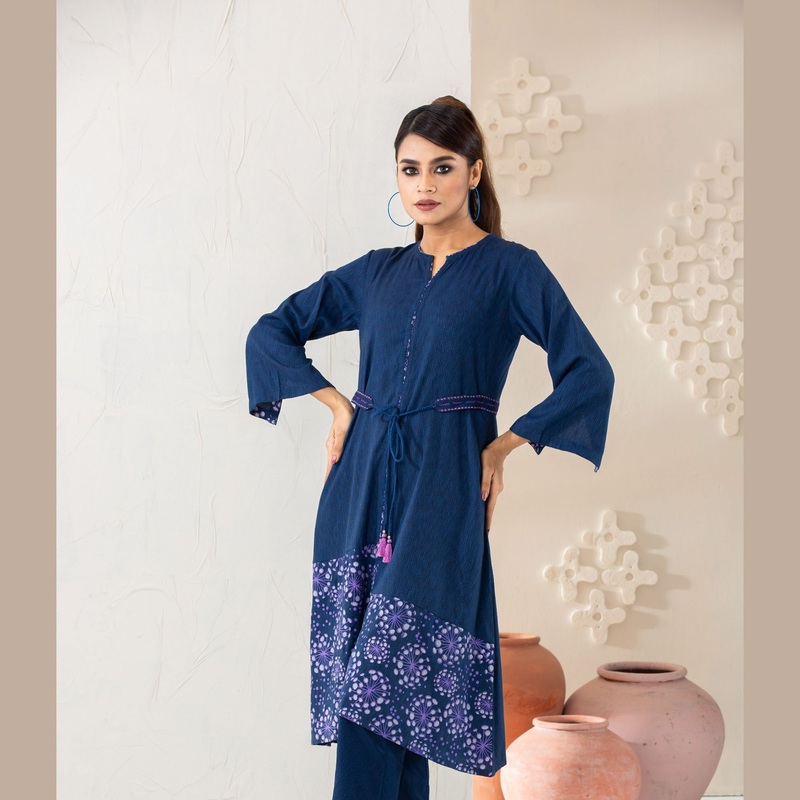 Women Navy Fusion Kurti 2XL NAVY