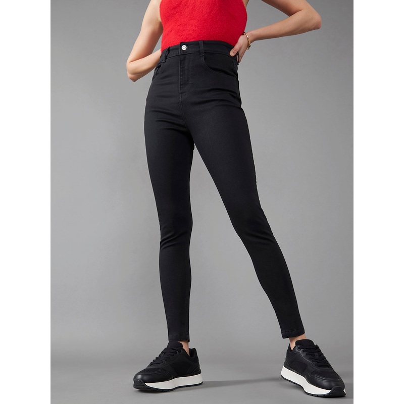 24/7 Comfort Black Super Skinny High-Rise Stretchable Denim Jeans 26 Black