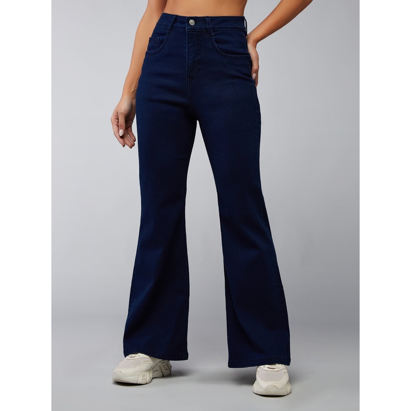 CHASEshape Navy-Blue Bootcut High-Rise Denim Jeans 26 Navy Blue