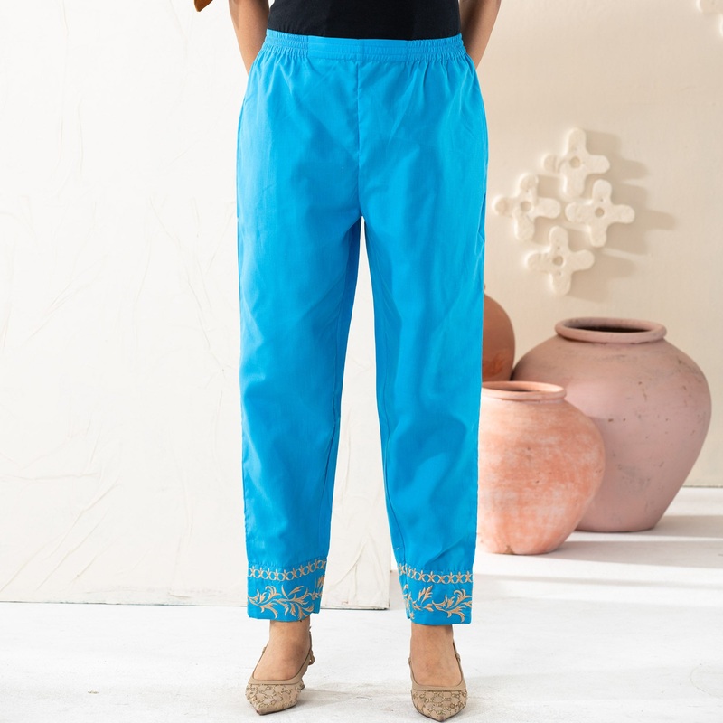 Womens Blue Embroidered Bottom 2XL BLUE