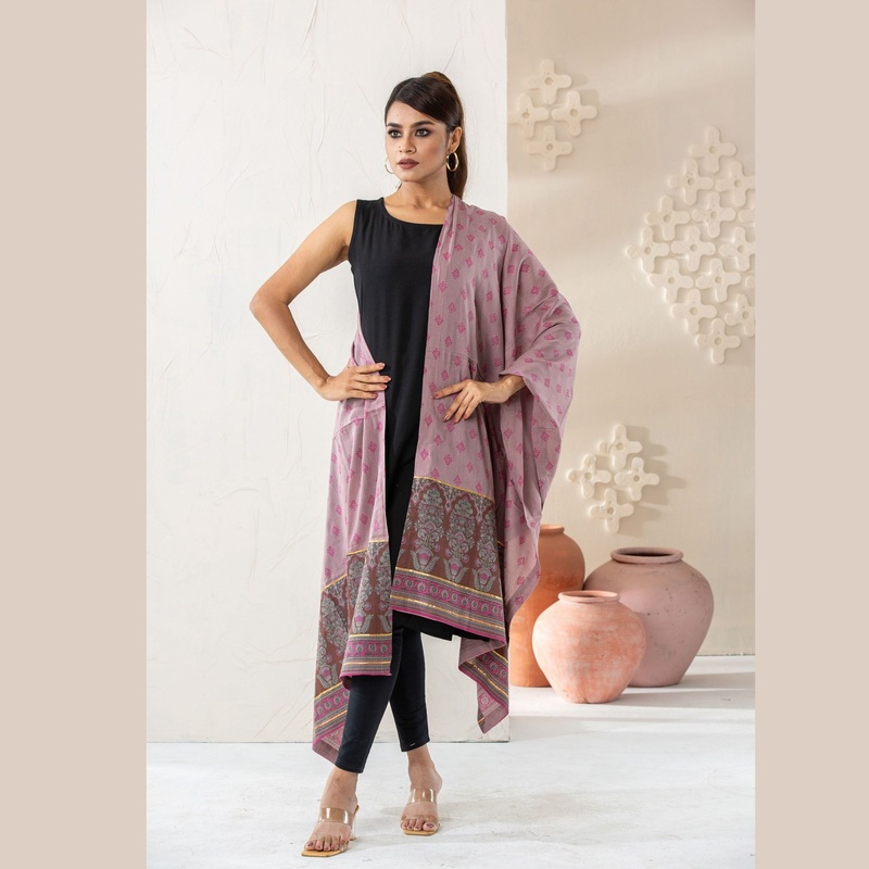 Womens Purple Lace Print Orna 95″ PURPLE