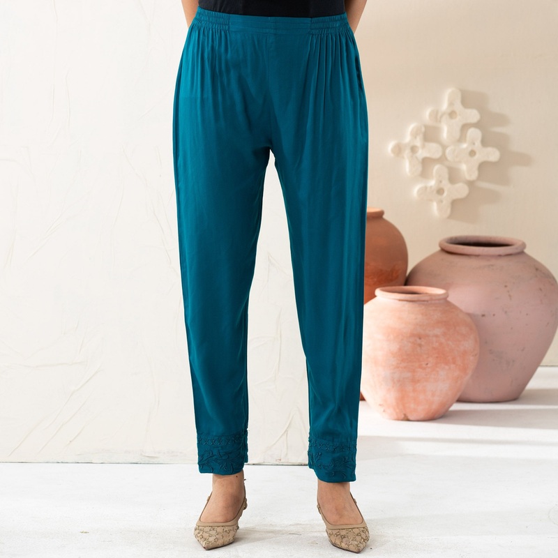 Womens Teal Embroidered Bottom 2XL TEAL