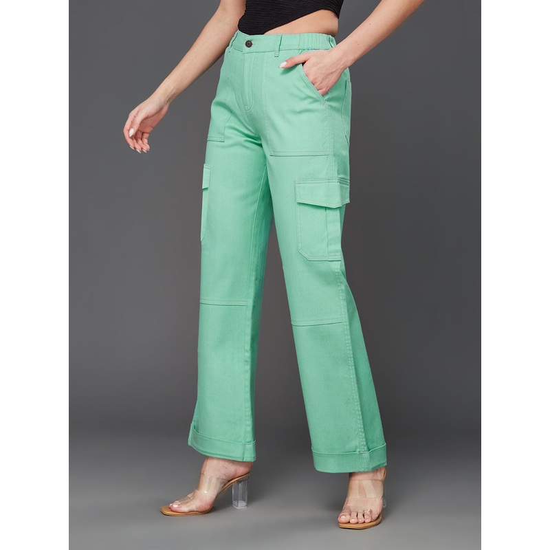 24/7 Comfort Turquoise Wide-Leg High-Rise Stretchable Denim Pants 26 Turquoise