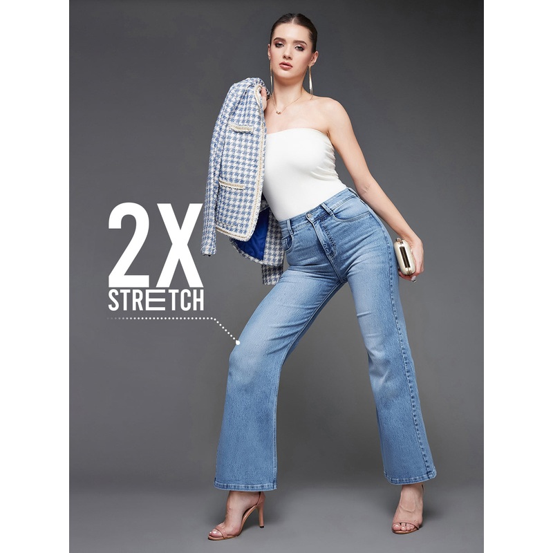 CHASEstretch Light Blue Wide-Leg High-Rise Stretchable Denim Jeans 26 Blue