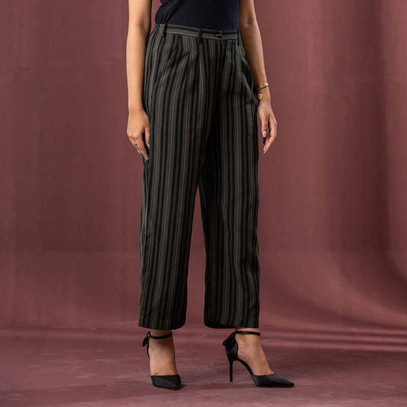 Womens Black-Brown Stripe Pant 28 BLACK/BROWN