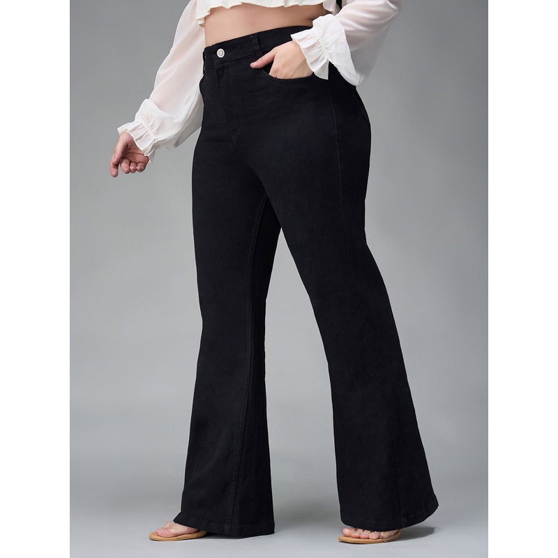 24/7 Comfort Black Bootcut High-Rise Stretchable Denim Jeans 26 Black