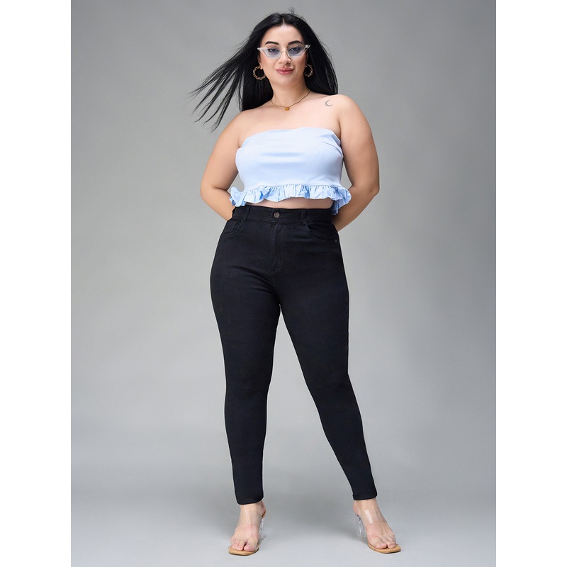 24/7 Comfort Black Slim-Fit High-Rise Acid Wash Stretchable Denim Jeans 26 Black