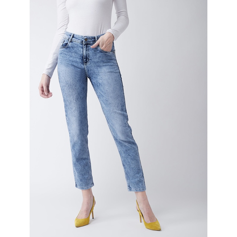 24/7 Comfort Light Blue Slim-Fit High-Rise Stretchable Denim Jeans 26 Blue