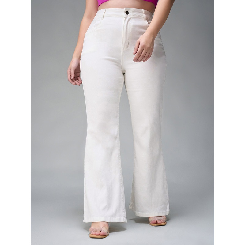 24/7 Comfort White Bootcut High-Rise Stretchable Denim Jeans 26 White