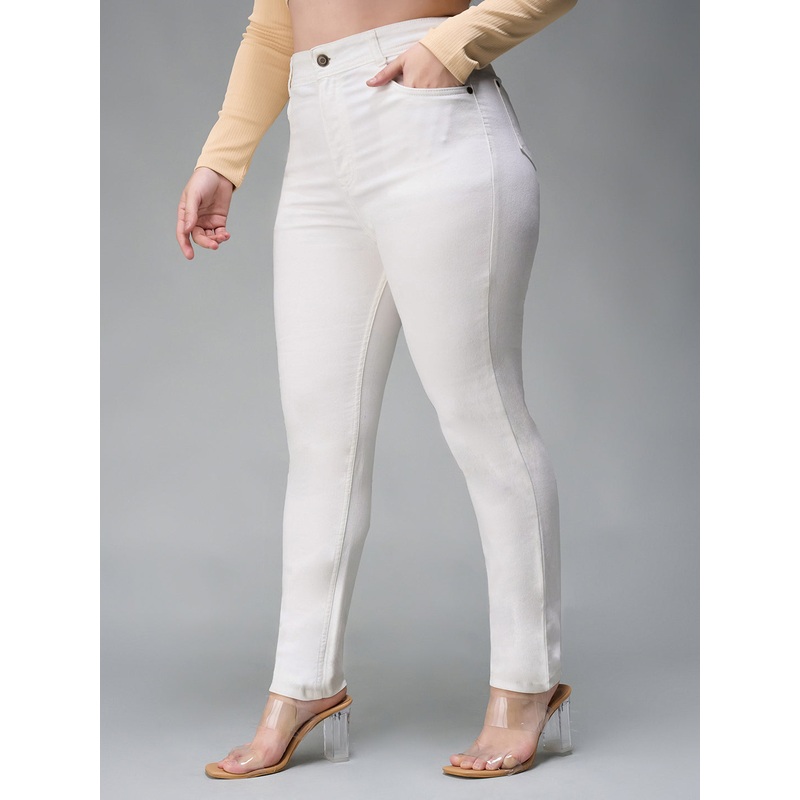 24/7 Comfort White Skinny High-Rise Stretchable Denim Jeans 26 White