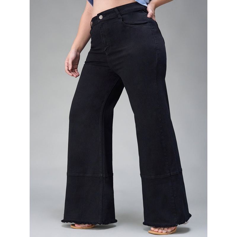 CHASEstretch Black Wide-Leg High-Rise Denim Jeans 26 Black