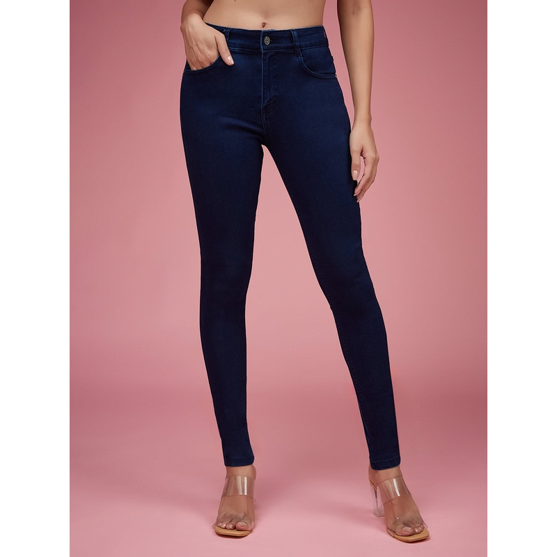 24/7 Comfort Navy-Blue Skinny-Fit Mid-Rise Stretchable Denim Jeans 26 Navy Blue