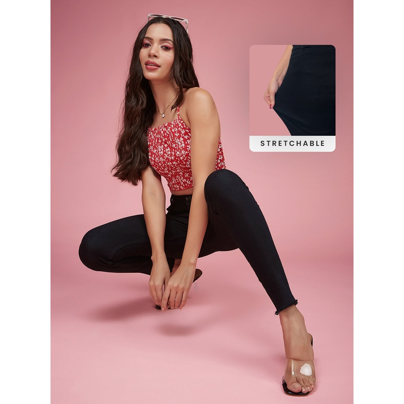 CHASEstretch Black Slim-Fit High-Rise Denim Jeans 26 Black