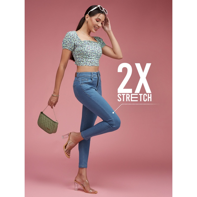 CHASEstretch Blue Skinny High-Rise Cropped Denim Jeans 26 Blue