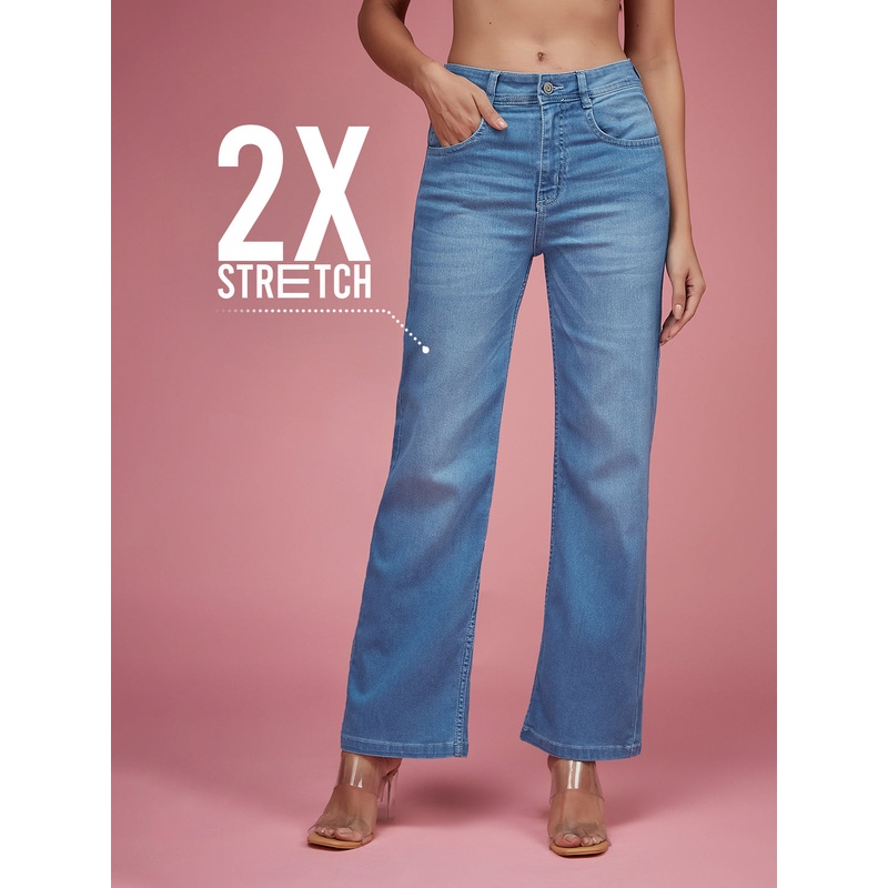 CHASEstretch Light Blue Wide-Leg Mid-Rise Denim Jeans 26 Blue