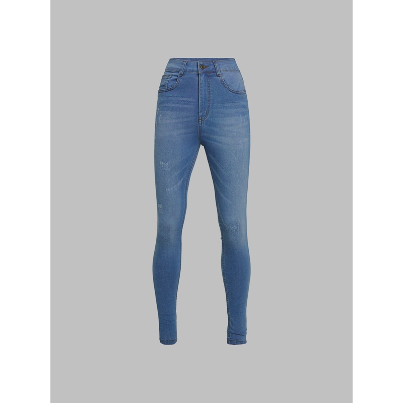 CHASEstretch Women’s Blue Skinny High-Rise Mild Distress Stretchable Denim Jeans 26 Blue