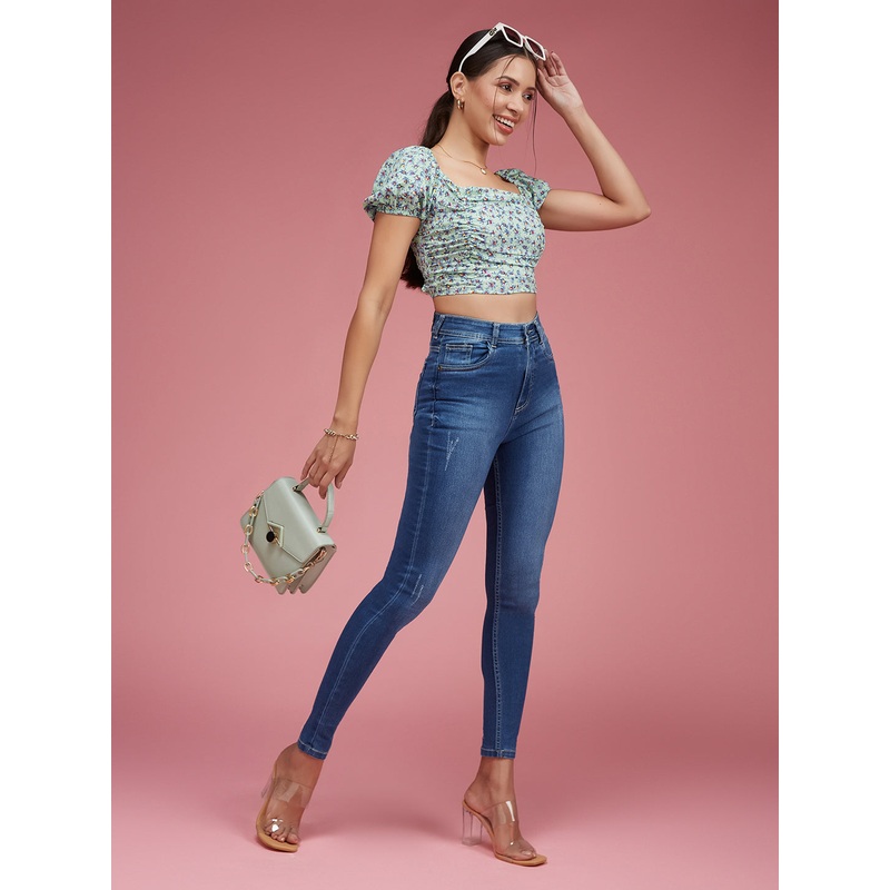 Women’s Blue Skinny-Fit High-Rise Stretchable Denim Jeans 26 Blue