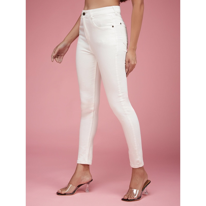 Women’s White Skinny Mid-Rise Stretchable Denim Jeans 26 White