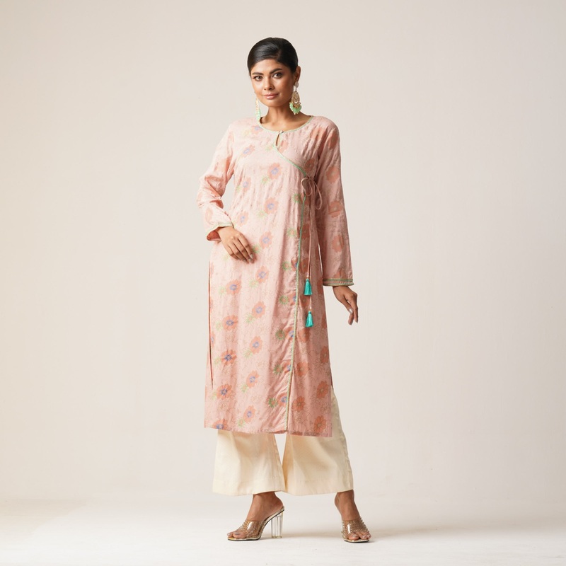 Womens Average Kurti-Peach S PEACH