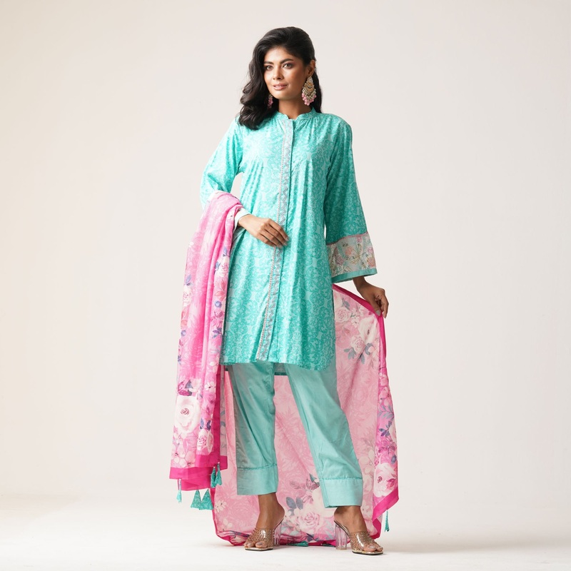 Womens Ethnic 3Pcs-Aqua 2XL AQUA