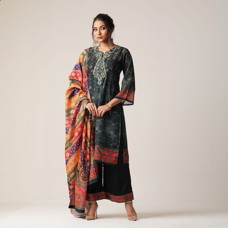 Womens Ethnic 3Pcs-Blue/Green 2XL BLUE/GREEN