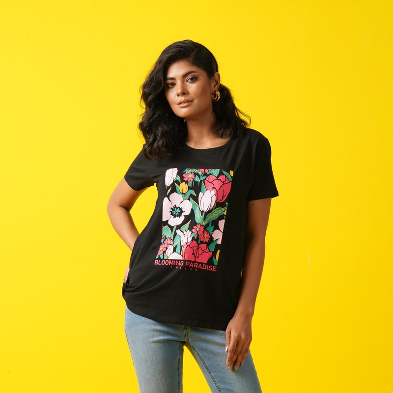 Womens T- Shirt-Black 2XL BLACK