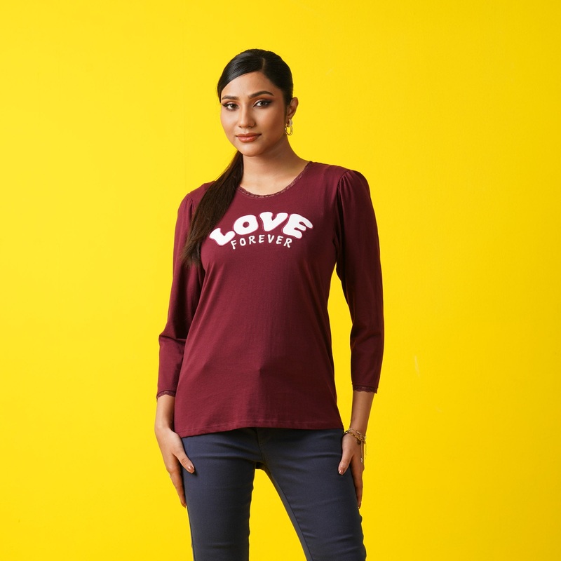 Womens T- Shirt-Maroon L MAROON